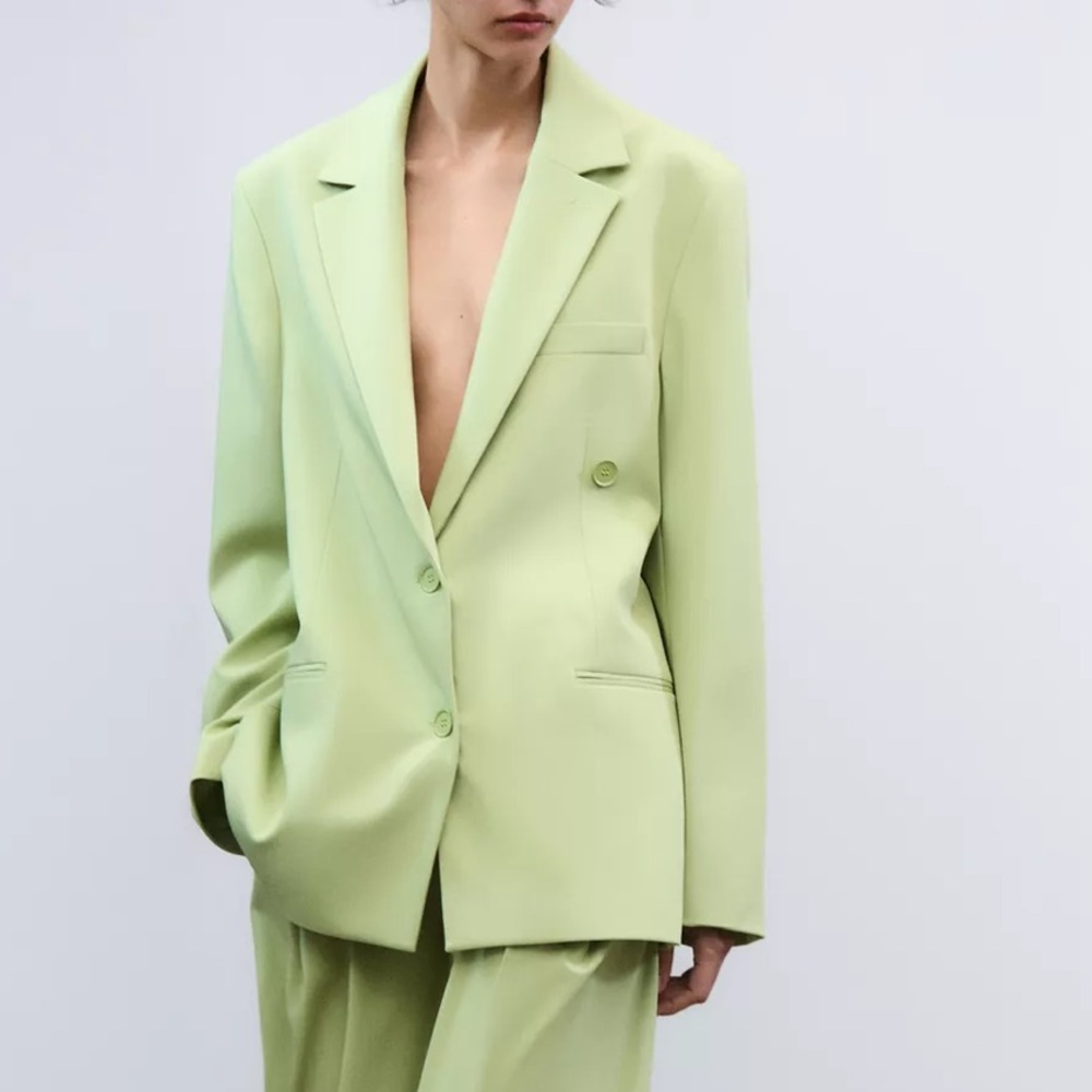 Zara NWT multiposition oversized blazer apple green 5247/775 - Picture 1 of 11